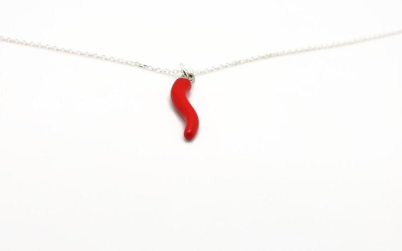 Chili Pepper Necklace – Sterling Silver Cable Chain With Red Enamel Pendant