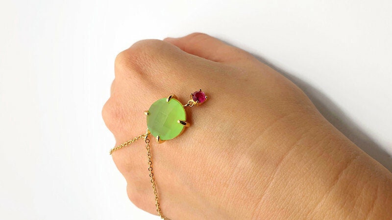 Chalcedony Gold Necklace – Green Chalcedony Pendant | Gold Plated Jewelry
