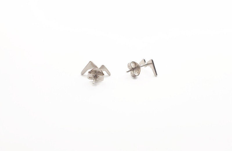 Sterling Silver Mountain Earrings – Minimalist Studs with 925 Silver Backs