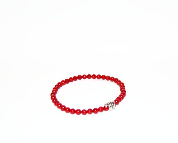 Red Bamboo Chilli Coral beaded bracelet, men's and women's unisex mala bracelet