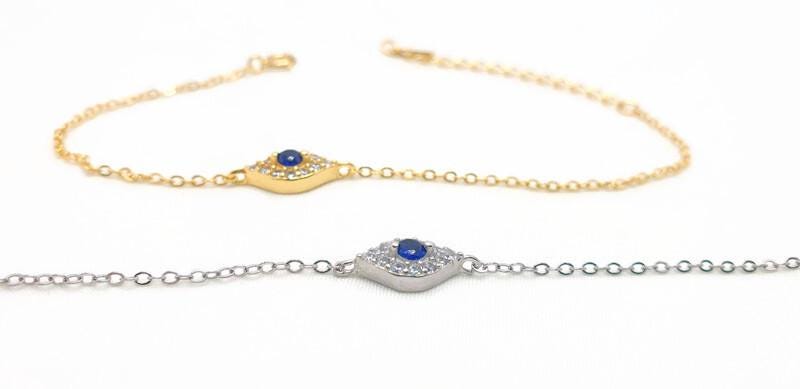 Evil Eye Bracelet – Adjustable Silver Or Gold Charm With Cubic Zirconia Jewelry