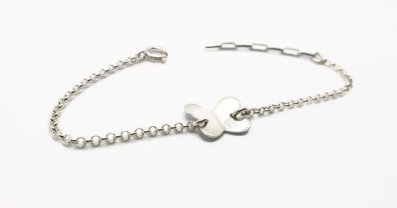 Sterling Silver Bracelet – Adjustable Butterfly Charm | Rolo Chain Jewelry