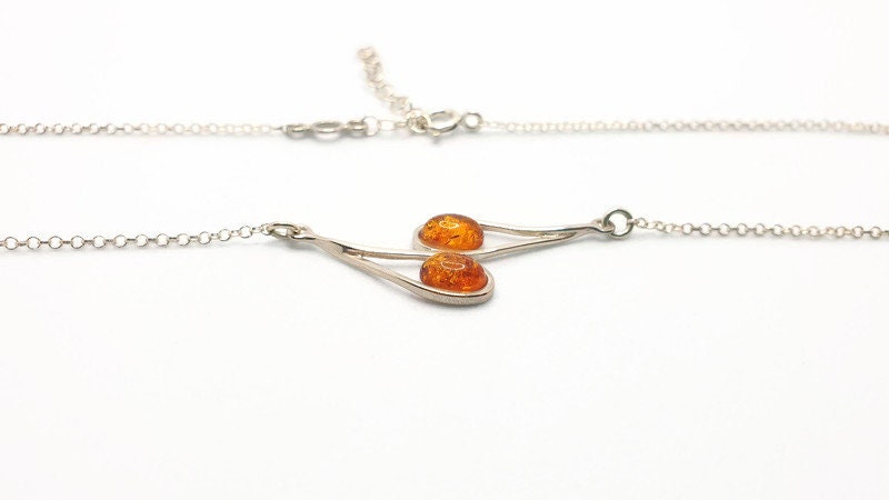 Baltic Amber Necklace – Sterling Silver, Oval Cut Pendant, Honey & Milky Yolk