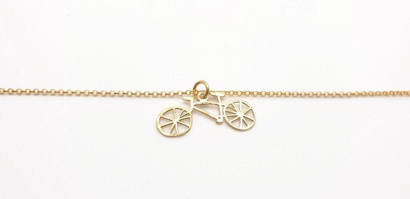 Gold Plated Bike Necklace – Minimalist Cycling Charm Pendant for Adventurers