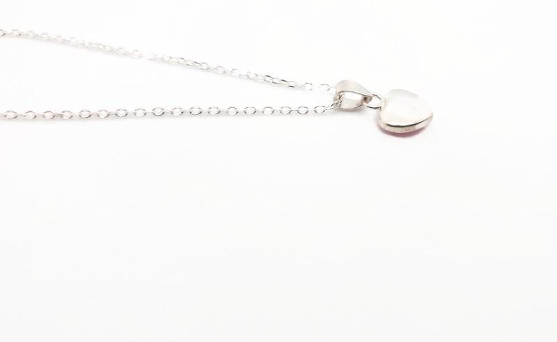 Sterling Silver Enamel Pendant Necklace: Heart or Circle Charm