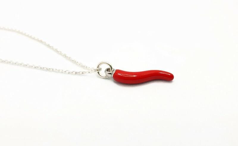 Chili Pepper Necklace – Sterling Silver Cable Chain With Red Enamel Pendant
