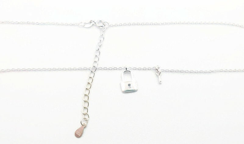 Key and Lock Pendant Necklace, Delicate 925 Sterling Silver Jewelry , Friendship Jewelry