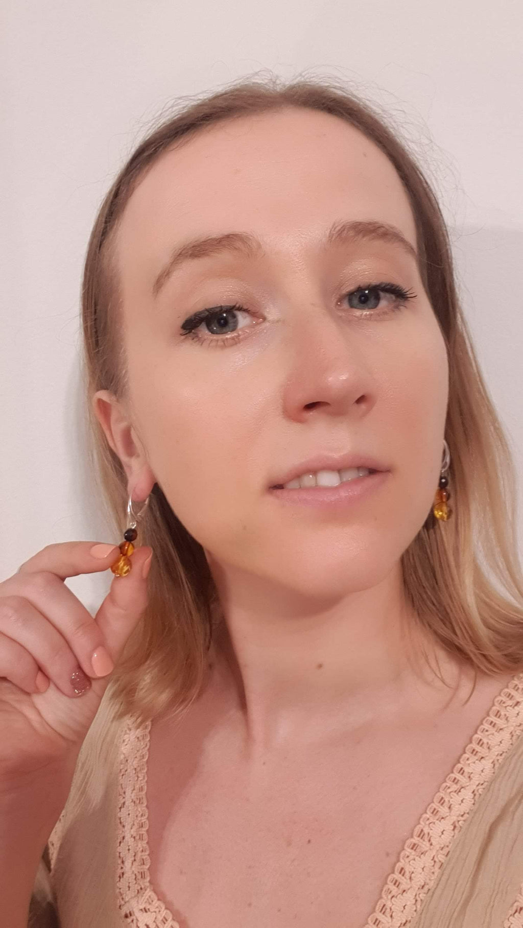 Faceted Amber Earrings – Multicolor Dangle Design with Baltic Amber Beads & 925 Silver Jewelry