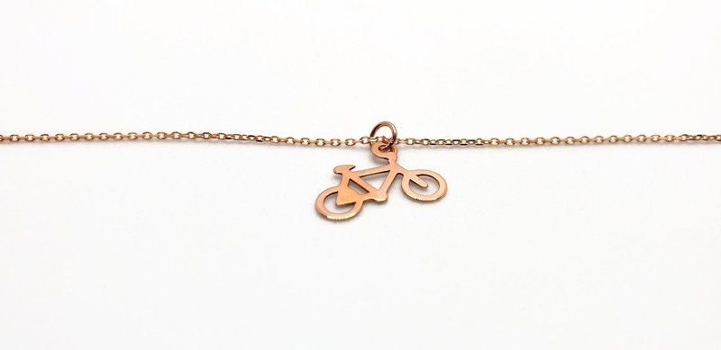 Rose Gold Bike Necklace – 18K Rose Gold Plated Silver Bike Pendant Charm