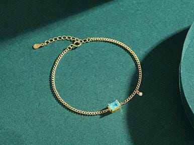 Paraiba Tourmaline Bracelet – Natural Gemstone With Gold Plated Chain & Healing Crystal Jewelry