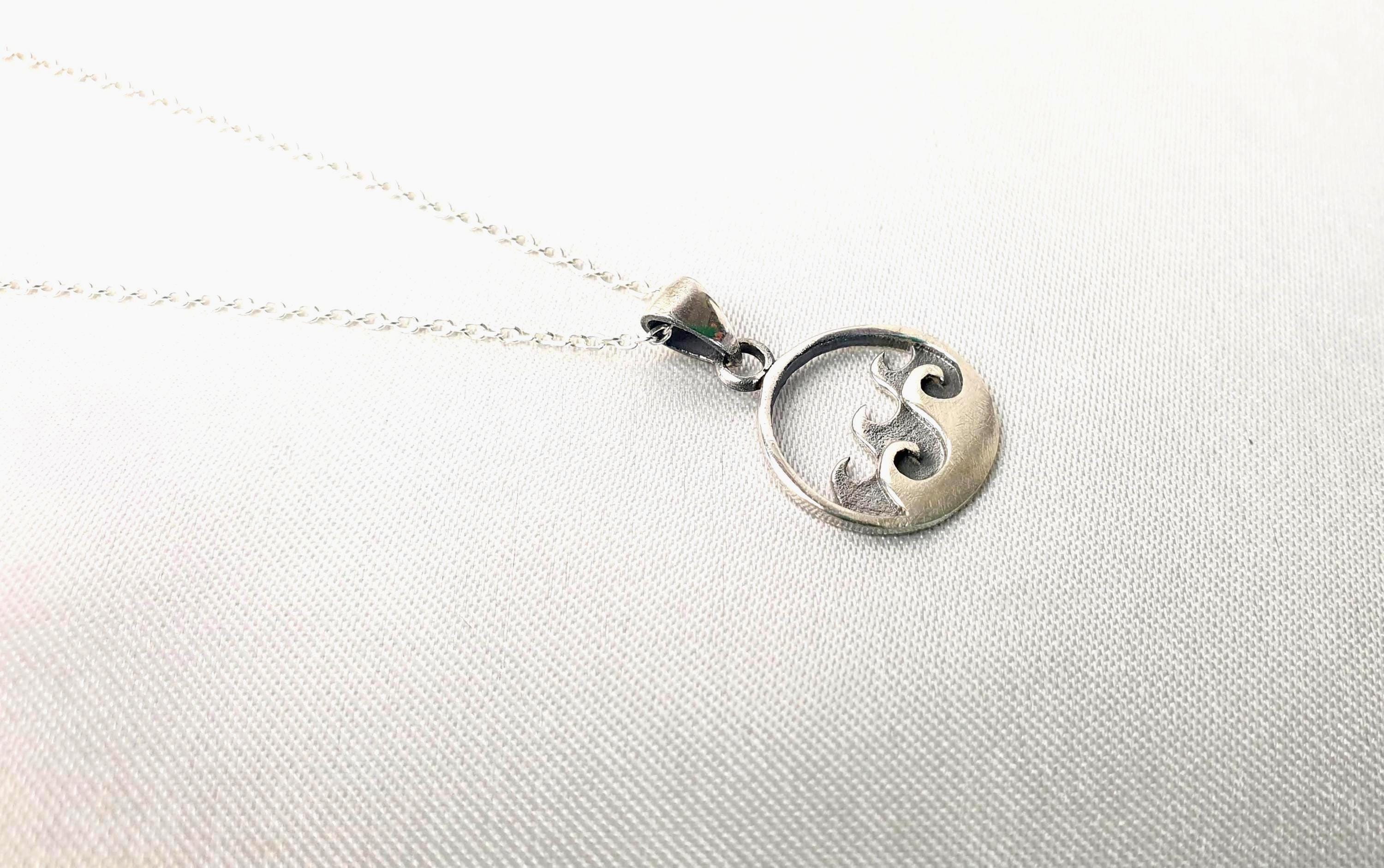 Silver Wave Necklace – Sterling Silver Pendant With Nautical Jewelry Charm