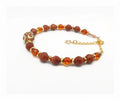 Goldstone Bracelet - Adjustable Wrist Gemstone Jewelry With Amber & Hematite