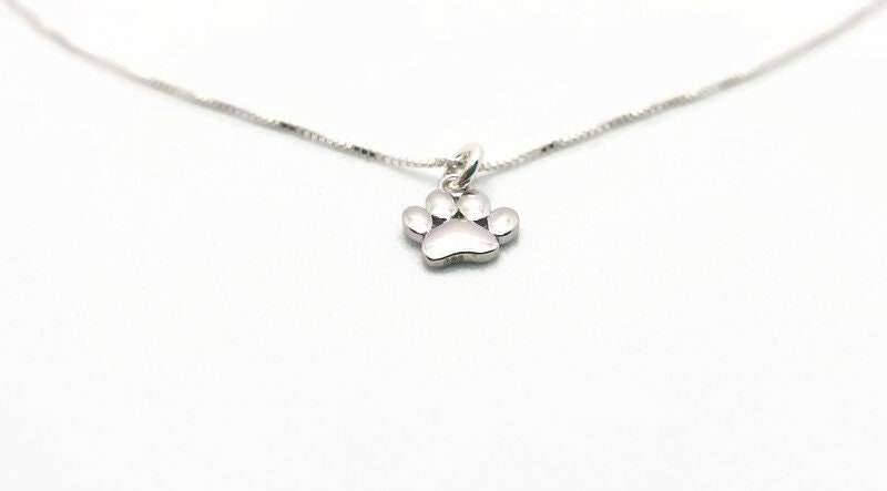 Paw Print Necklace Sterling Silver | Pet Memorial Jewelry Gift With Dog Paw Pendant