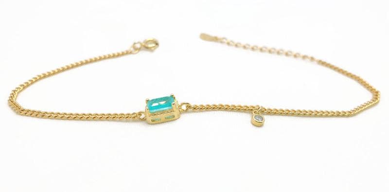 Paraiba Tourmaline Bracelet – Natural Gemstone With Gold Plated Chain & Healing Crystal Jewelry