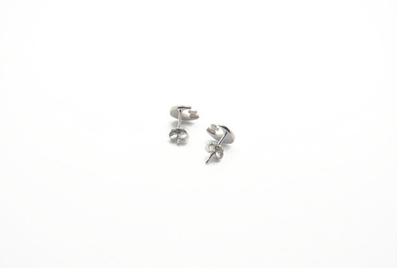 Enamel Cat Moon Sterling Silver Stud Earrings: Celestial Jewelry