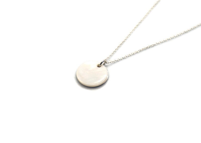 Sterling Silver Clock Necklace: Mother of Pearl Time Pendant