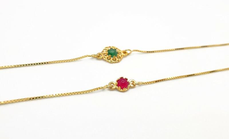 Aventurine Gemstone Bracelet – Gold Plated Chain With Pink Agate Beads