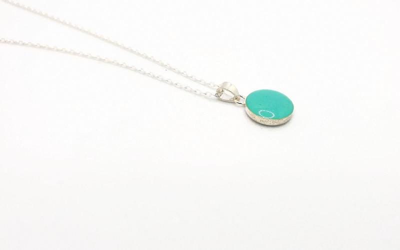 Sterling Silver Enamel Pendant Necklace: Heart or Circle Charm