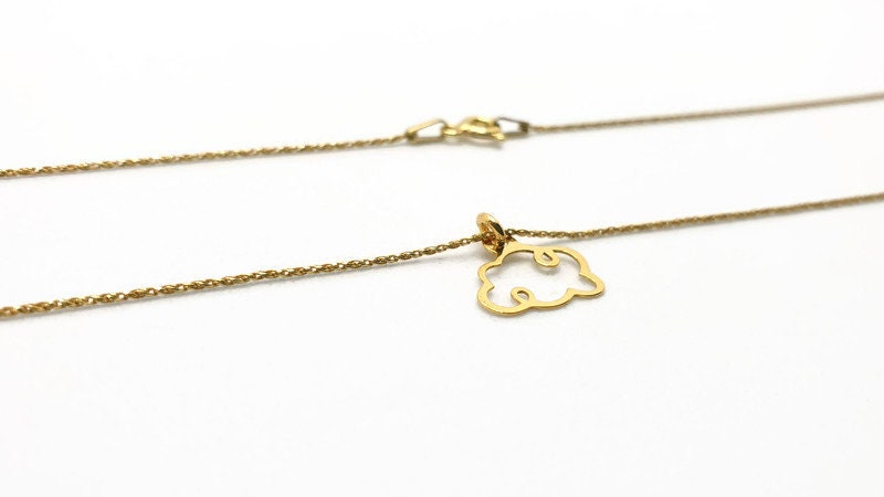 Gold Plated Necklace – Minimalist Cloud Pendant on Delicate Gold Chain, 17.7in