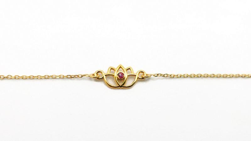 Sterling Silver Lotus Flower Bracelet: Yoga Jewelry with Cubic Zirconia