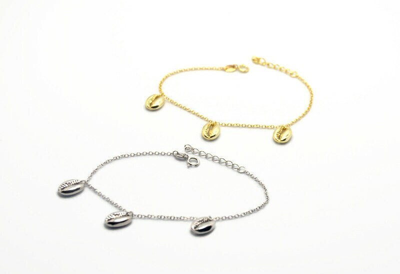 Gold Plated or Silver Bracelet – Adjustable 925 Silver Scallop Shell Beach Jewelry