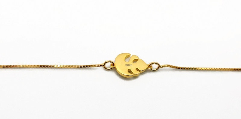 Gold Plated Leaf Bracelet – Minimalist Silver Jewelry With Adjustable Box Chain