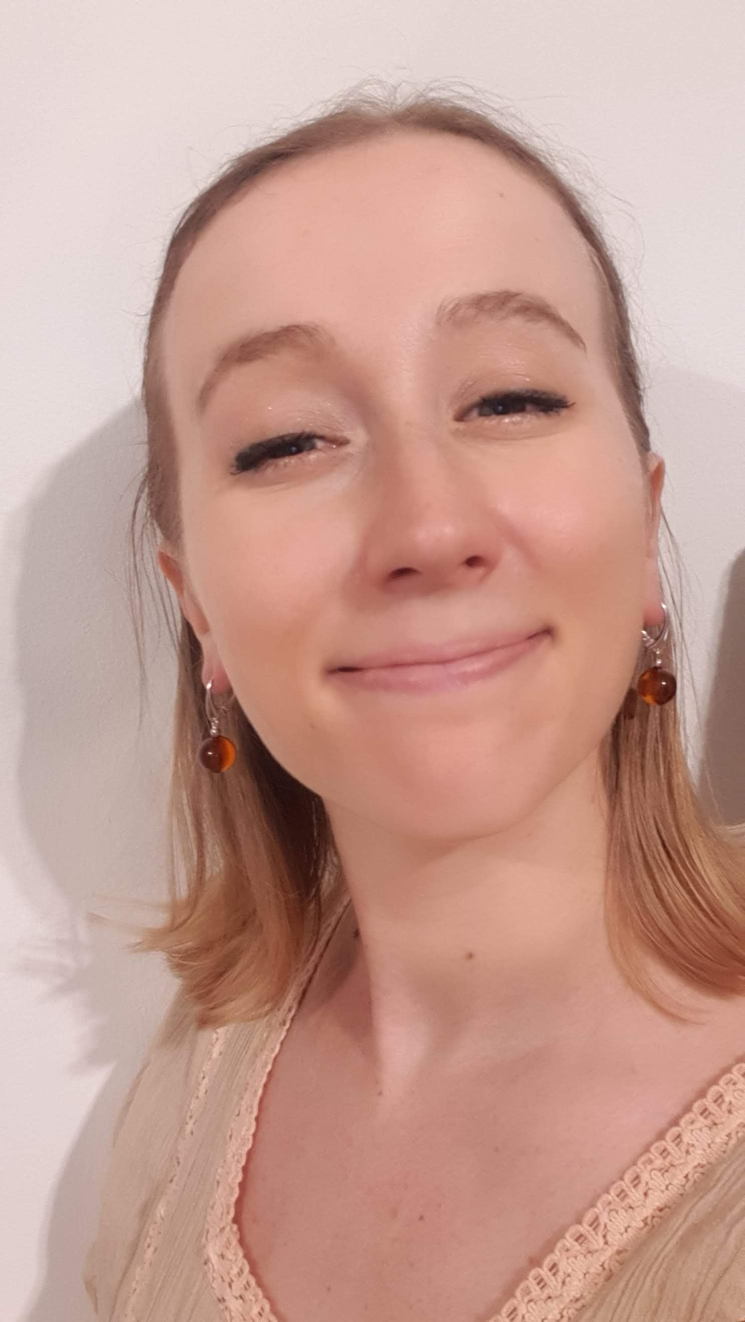 Beautiful Honey Cognac Clear Polished Amber Danlge Earrings with Sterling Silver 925, round ball drop dangle earrings, Baltic amber jewelry