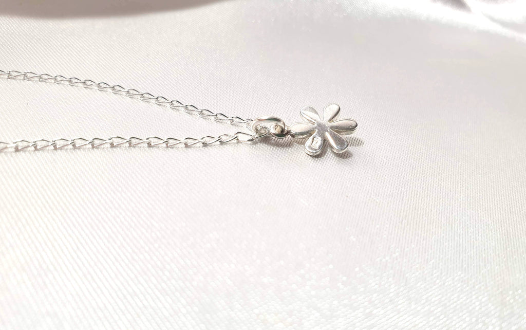 Mother Of Pearl Nacre Flower Necklace: Sterling Silver Floral Pendant with the Chain