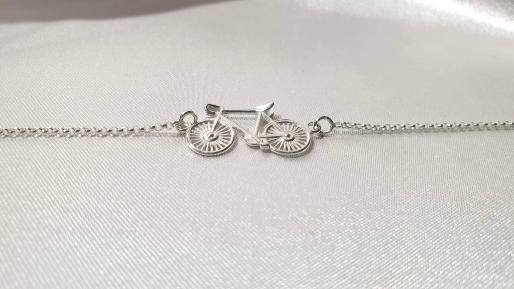 Bike Bracelet in Sterling Silver 925, Cycling Bicycle Link Chain Bracelet