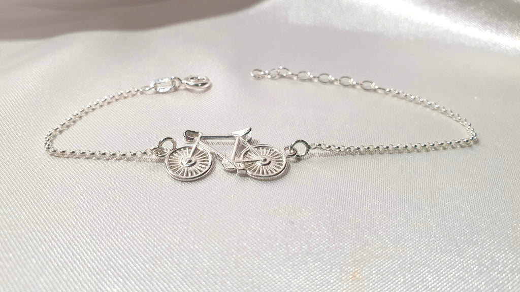 Bike Bracelet in Sterling Silver 925, Cycling Bicycle Link Chain Bracelet