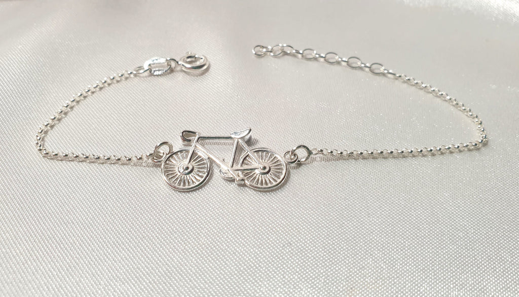 Bike Bracelet in Sterling Silver 925, Cycling Bicycle Link Chain Bracelet