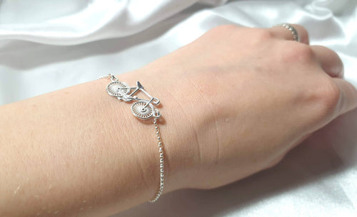 Bike Bracelet in Sterling Silver 925, Cycling Bicycle Link Chain Bracelet