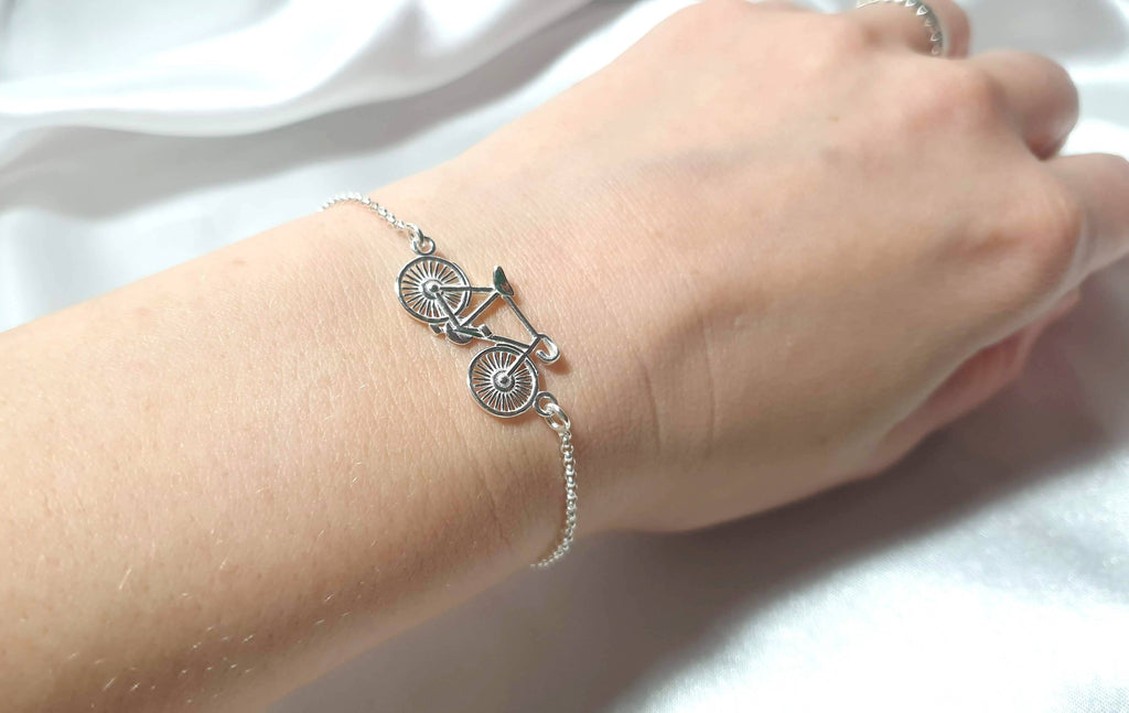 Bike Bracelet in Sterling Silver 925, Cycling Bicycle Link Chain Bracelet