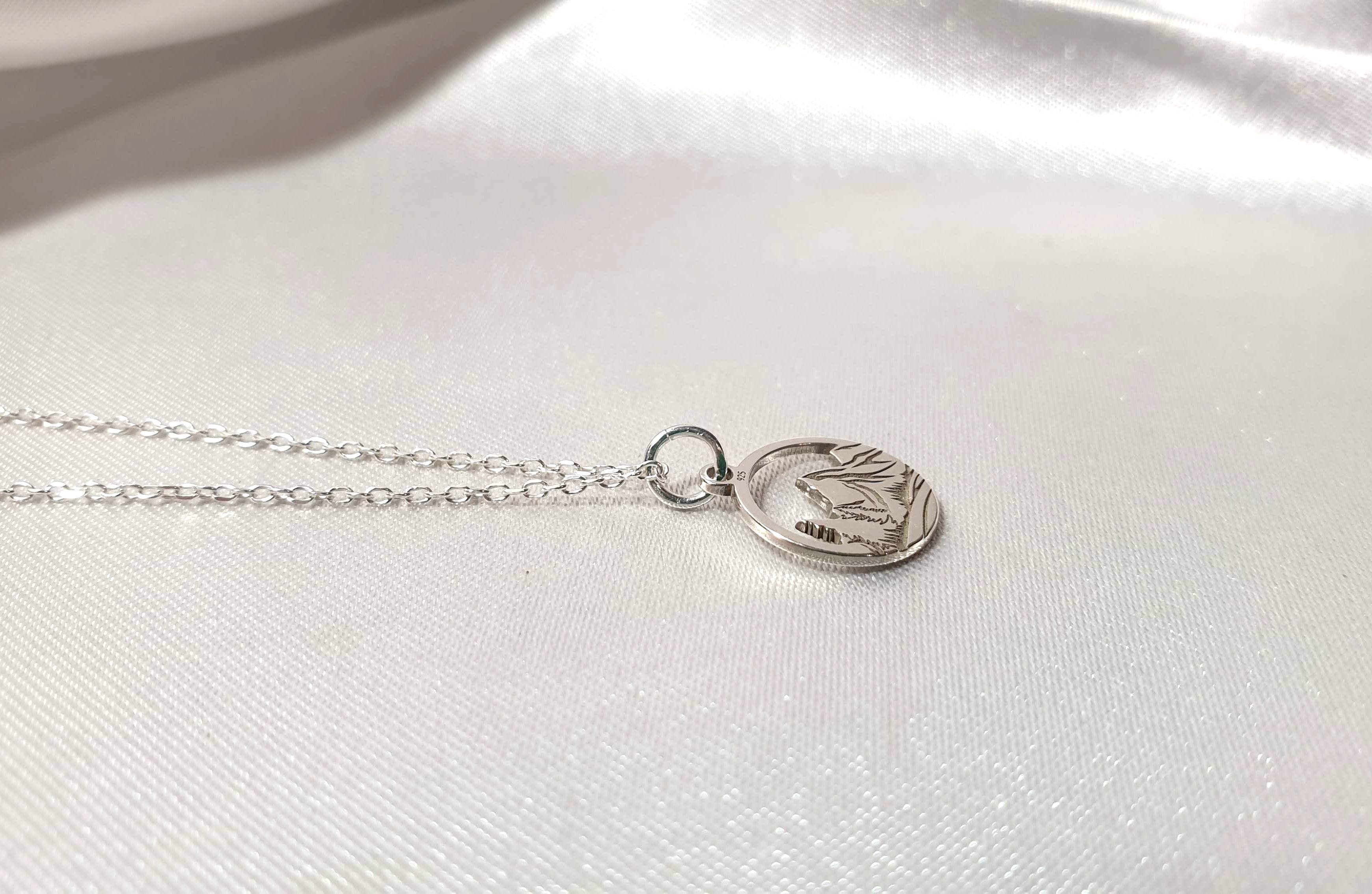 Engraved Mountains and Forest Pendant Necklace in Sterling Silver - Hiking Climbing Adventure Pendant - Travel Inspired Jewelry