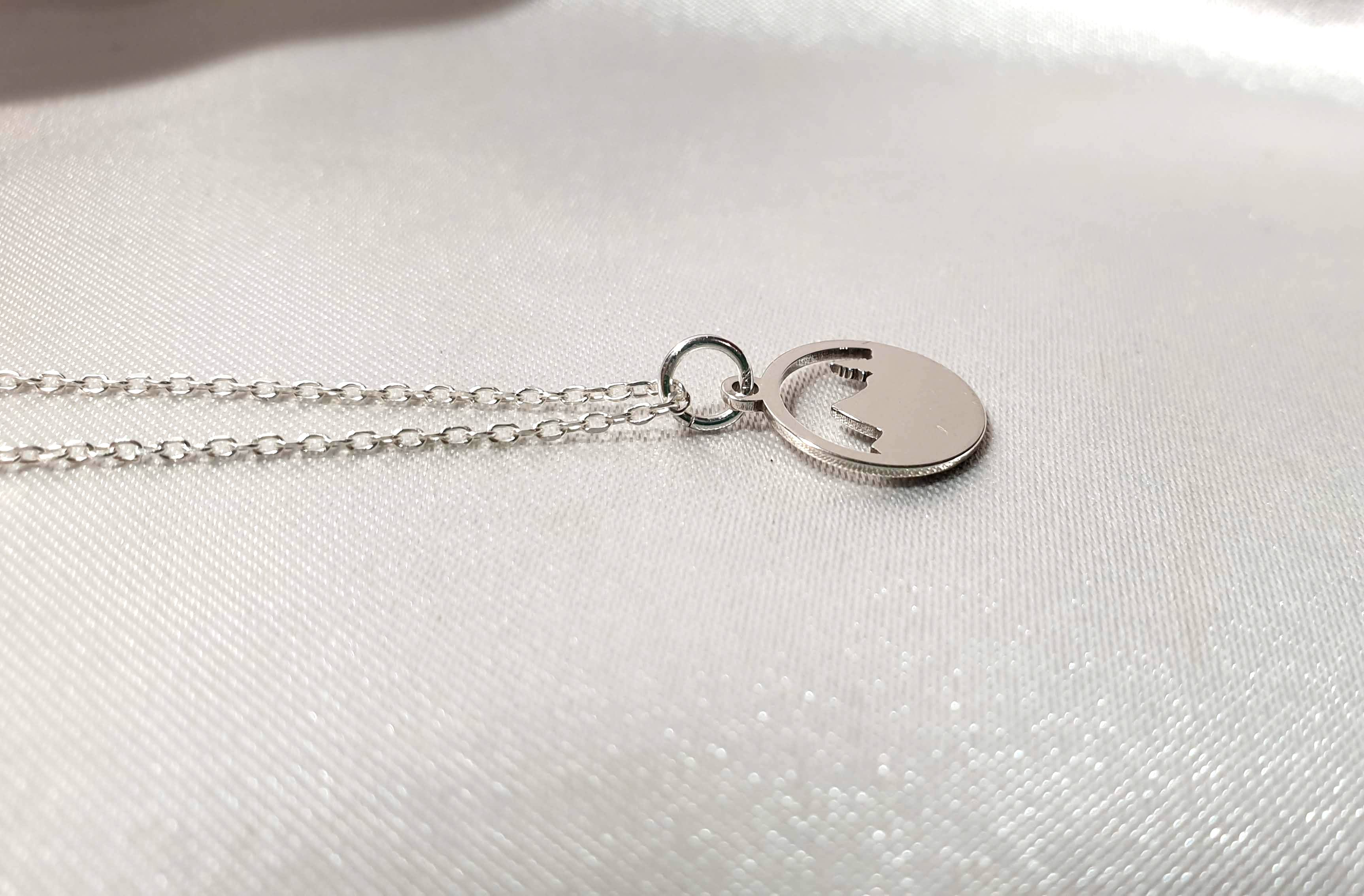 Engraved Mountains and Forest Pendant Necklace in Sterling Silver - Hiking Climbing Adventure Pendant - Travel Inspired Jewelry