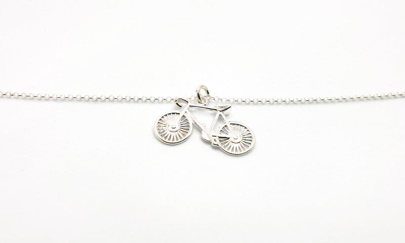 Bike Pendant Necklace in Sterling Silver 925, Unisex Cycling Bicycle Chain Necklace
