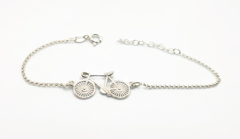 Bike Bracelet in Sterling Silver 925, Cycling Bicycle Link Chain Bracelet