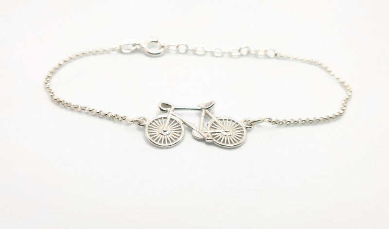 Bike Bracelet in Sterling Silver 925, Cycling Bicycle Link Chain Bracelet