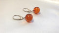 Beautiful Honey Cognac Clear Polished Amber Danlge Earrings with Sterling Silver 925, round ball drop dangle earrings, Baltic amber jewelry