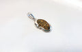 Cognac or Green Baltic Amber Pendant: Sterling Silver Handmade Jewelry, Oval-shaped amber