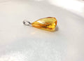 Faceted lemon amber pendant, natural diamond-cut gemstone with strerling silver 925