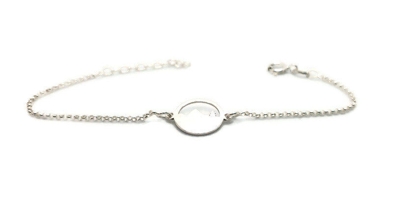 Engraved Mountains and Forest Bracelet, Sterling Silver Travel Inspired Jewelry, Hiking Climbing Adventure Link Bracelet