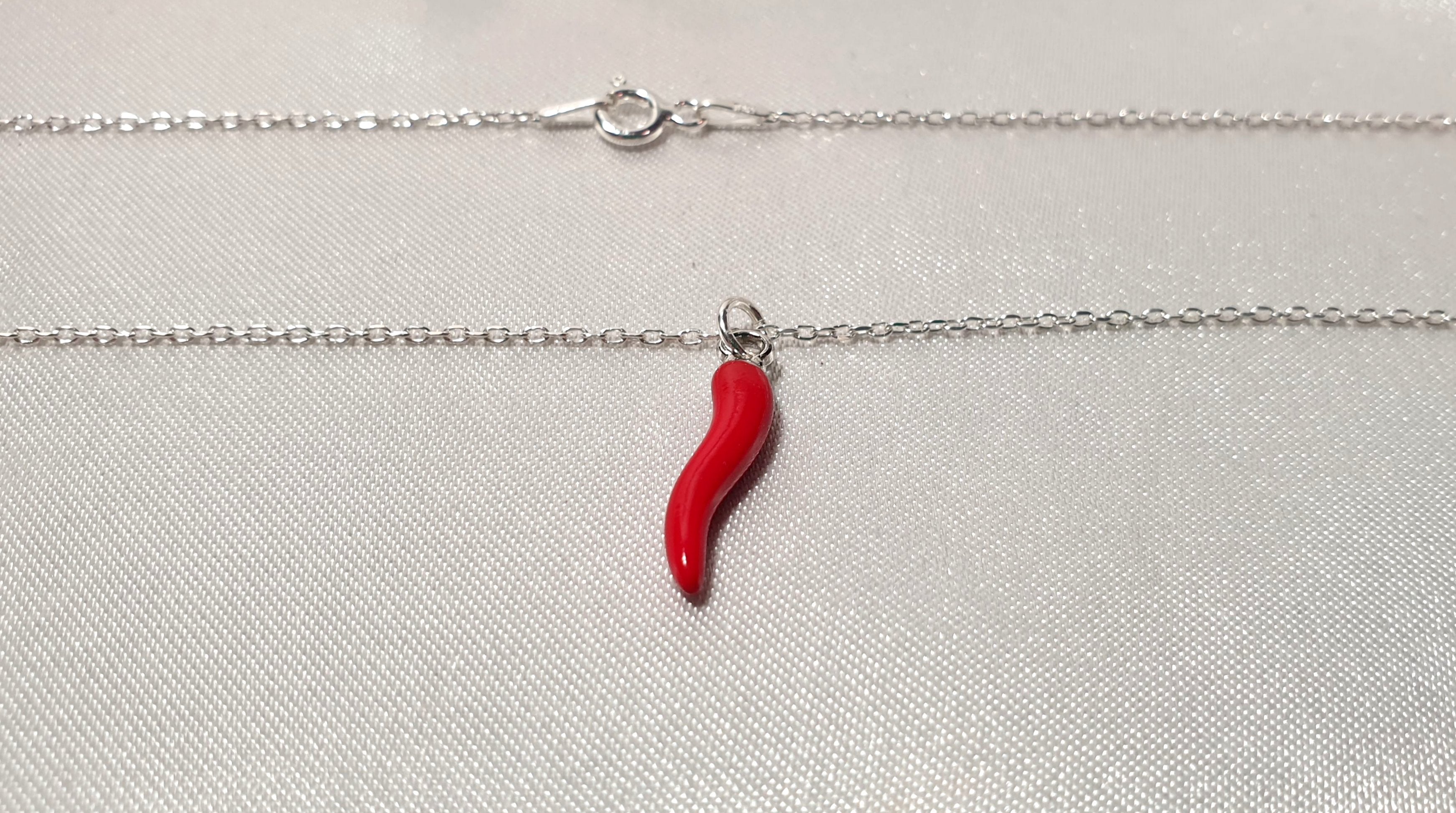 Chili Pepper Necklace – Sterling Silver Cable Chain With Red Enamel Pendant