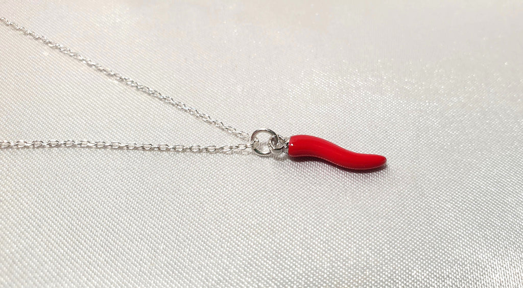 Chili Pepper Necklace – Sterling Silver Cable Chain With Red Enamel Pendant