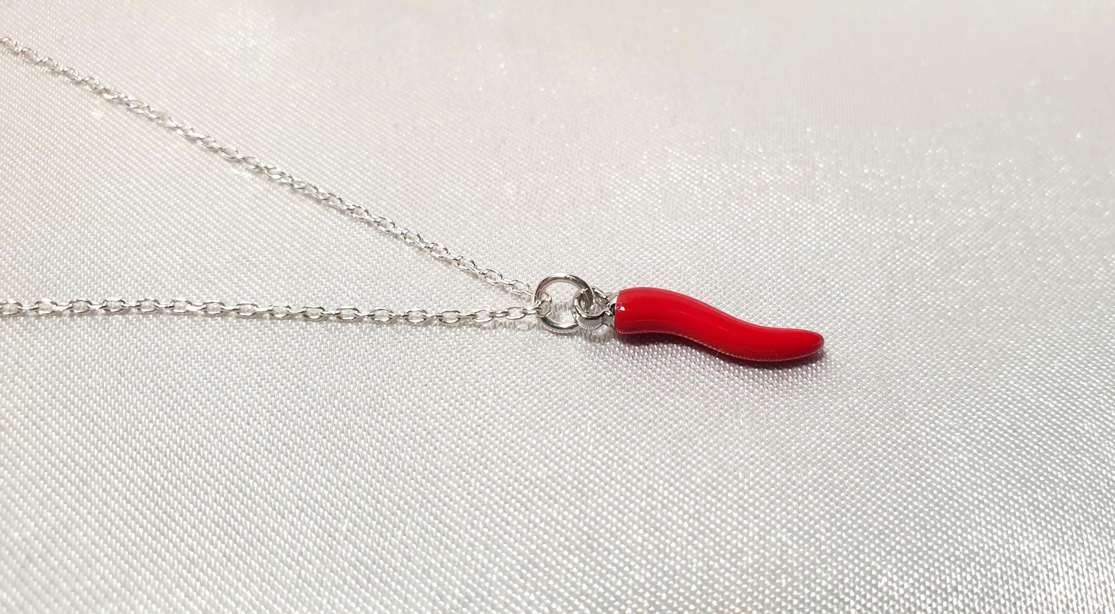 Chili Pepper Necklace – Sterling Silver Cable Chain With Red Enamel Pendant