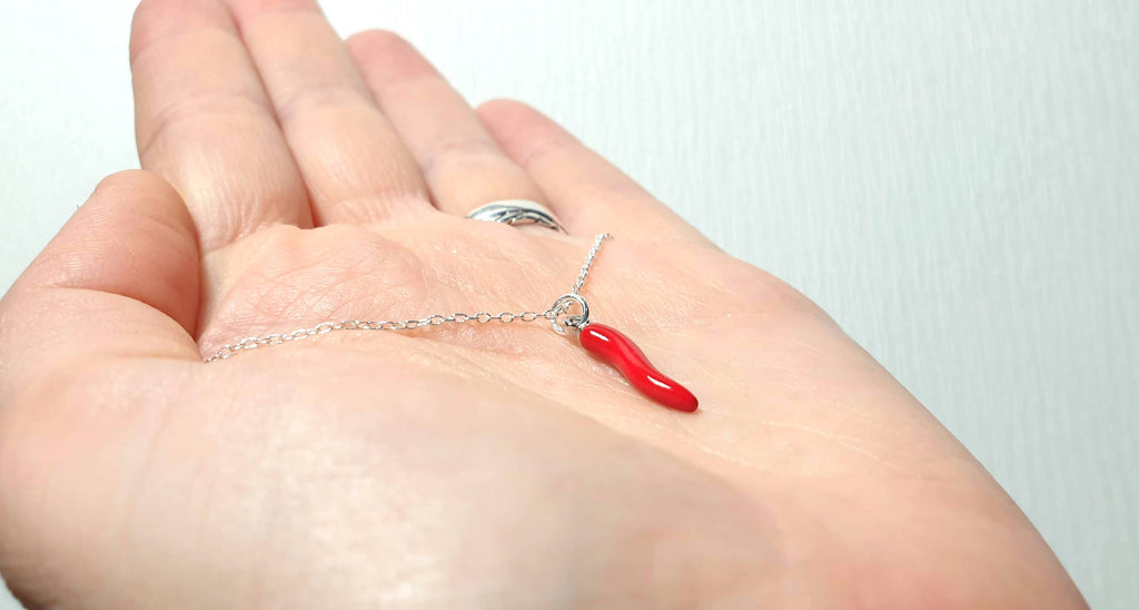 Chili Pepper Necklace – Sterling Silver Cable Chain With Red Enamel Pendant