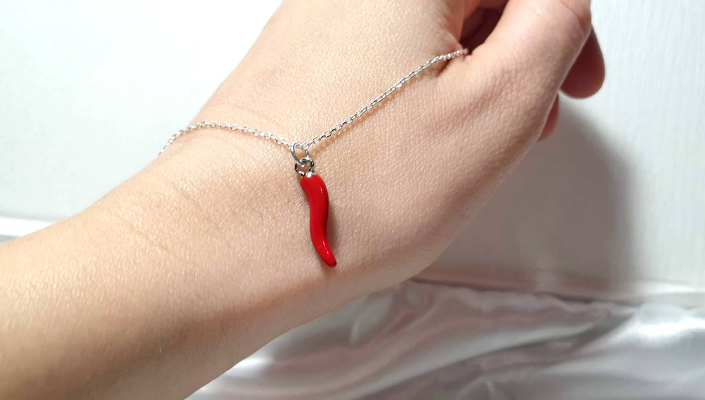 Chili Pepper Necklace – Sterling Silver Cable Chain With Red Enamel Pendant