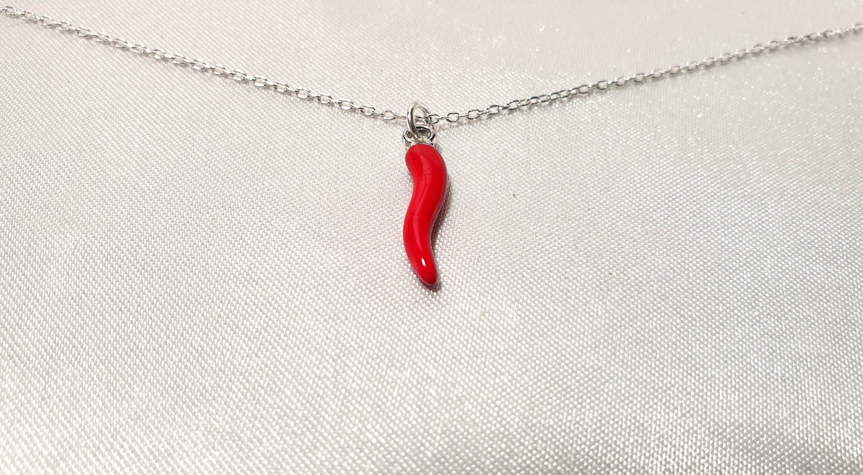 Chili Pepper Necklace – Sterling Silver Cable Chain With Red Enamel Pendant