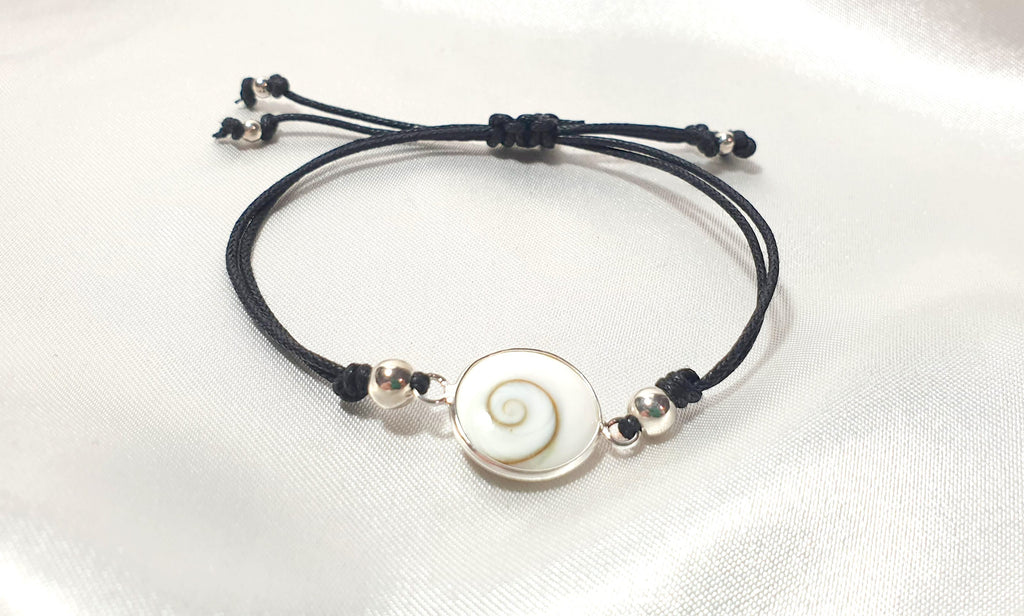 Shiva Eye Scallop Sea Shell Bracelet Sterling Silver 925, Summer Surf Beach Jewelry, Mermaid Bracelet
