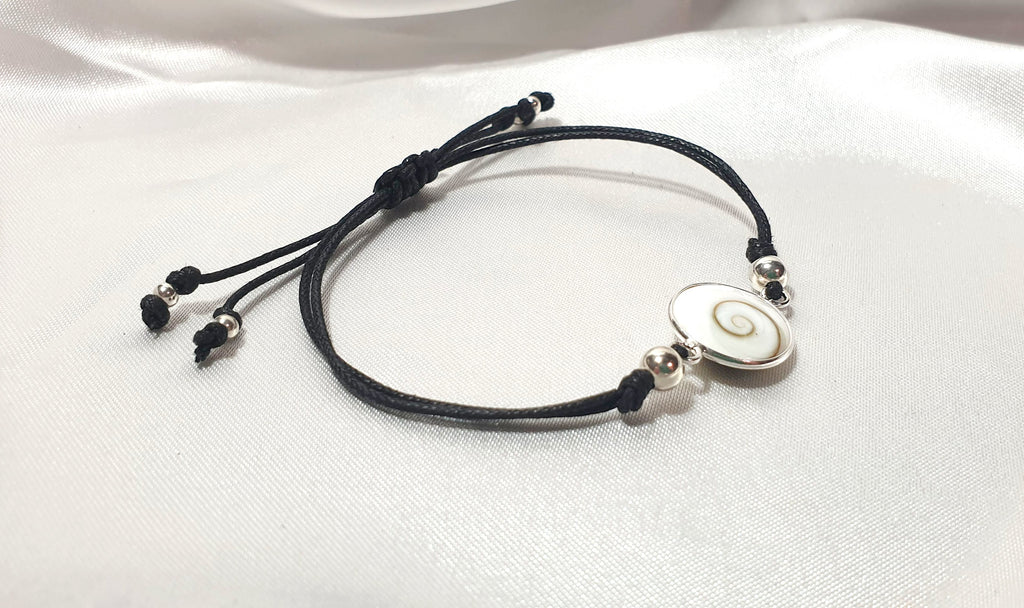 Shiva Eye Scallop Sea Shell Bracelet Sterling Silver 925, Summer Surf Beach Jewelry, Mermaid Bracelet